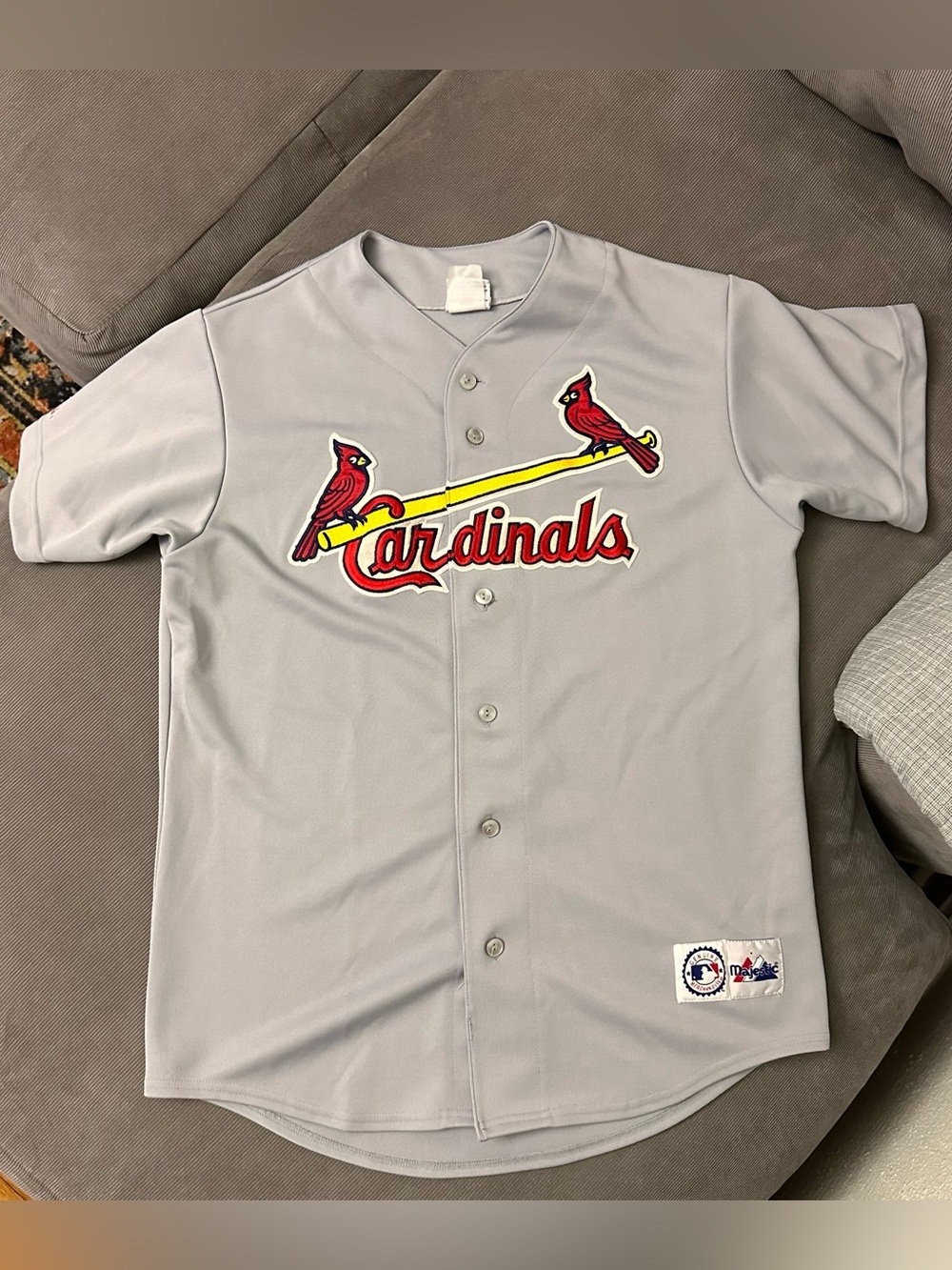 Saint Louis Cardinals Jersey Size XL Gray Embroidered Logo Button Up